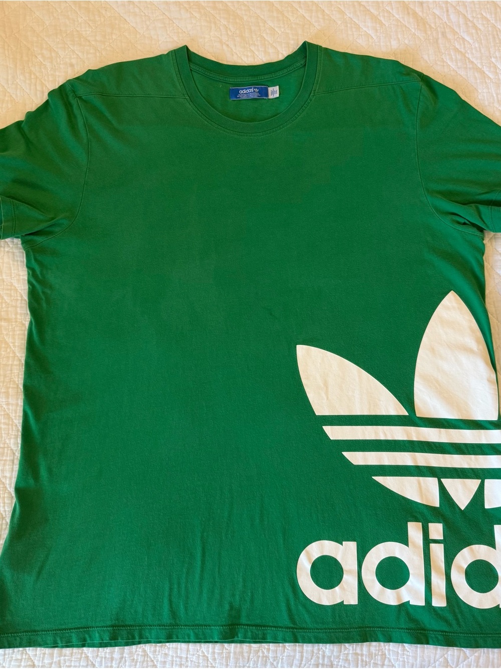 adidas Green Tee with White Trefoil Graphic